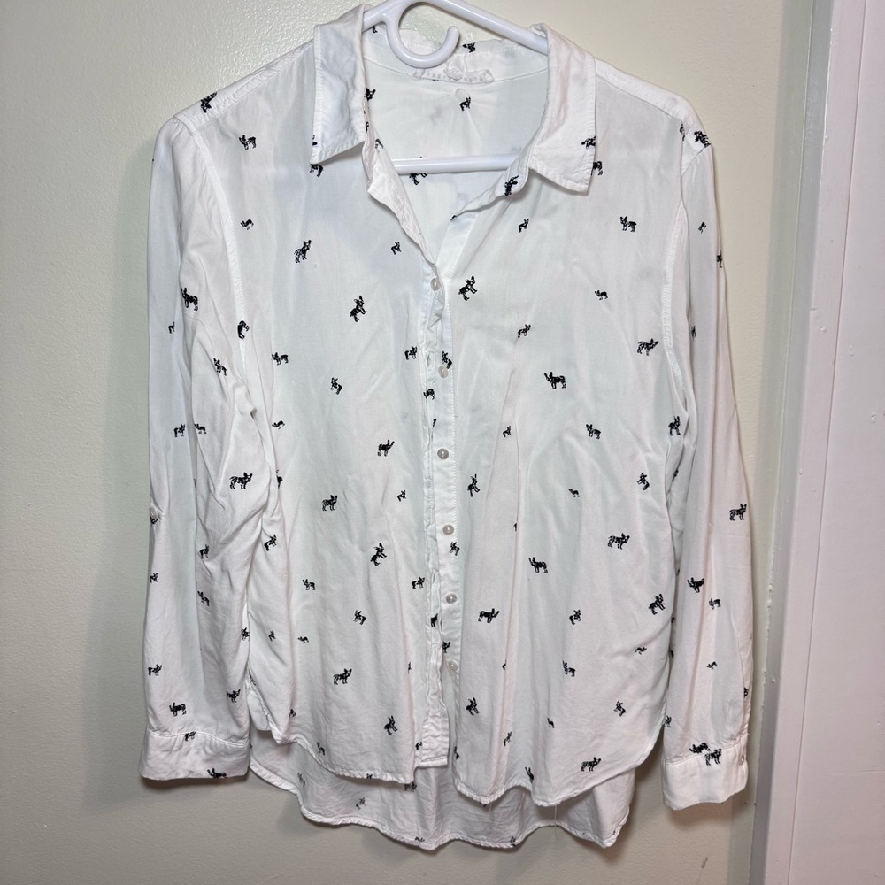 White Patterned Women’s long sleeve shirt Size: L